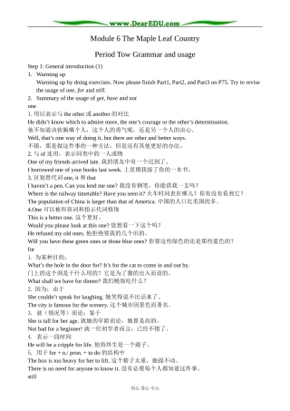 外研版英语必修10 Module6 The Maple Leaf Country-Grammar and Usage