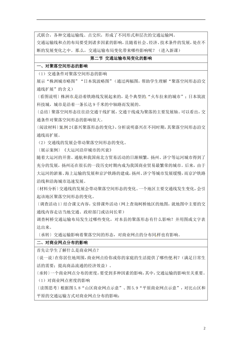 湖南省隆回县万和实验学校高中地理 5.2 交通运输布局变化的影响教案 教人教版必修2_第2页
