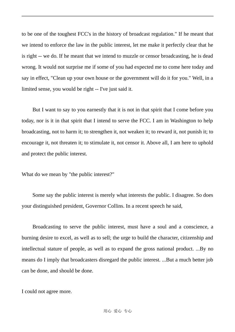 高中英语Unit4 文章 Newton N. Minow Television and the Public Interest 1人教版必修五_第3页