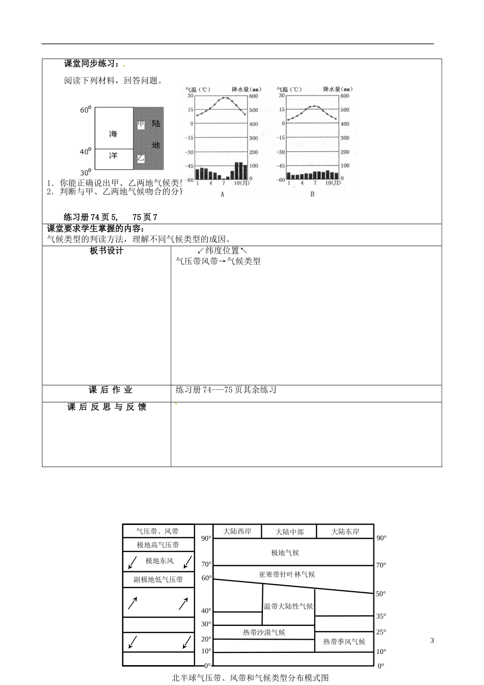 河北省抚宁县第六中学高中地理 2-4 气压带和风带对气候的影响（第2课时）教案 湘教版必修1_第3页