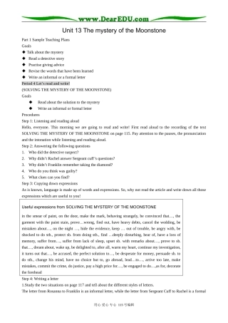 高中英语第三册(全一册)Unit 13 The mystery of the Moonstone-Period 4 Let’s read and write