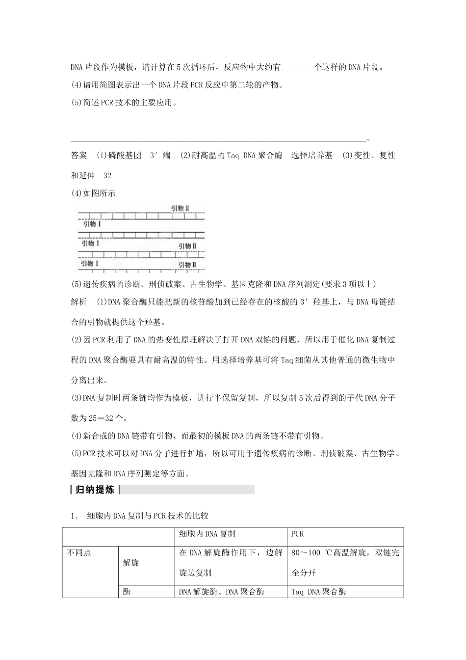 重庆市万州分水中学高考生物 复习考点五 PCR技术的基本操作和应用 新人教版选修1_第2页
