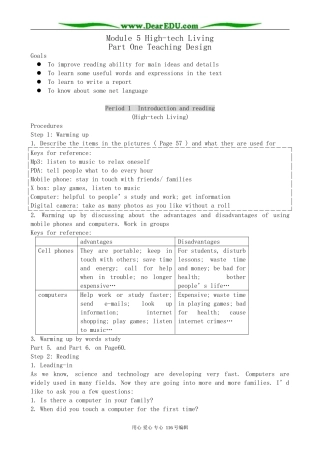 高中英语必修10Module 5 High-tech Living-Introduction and Reading