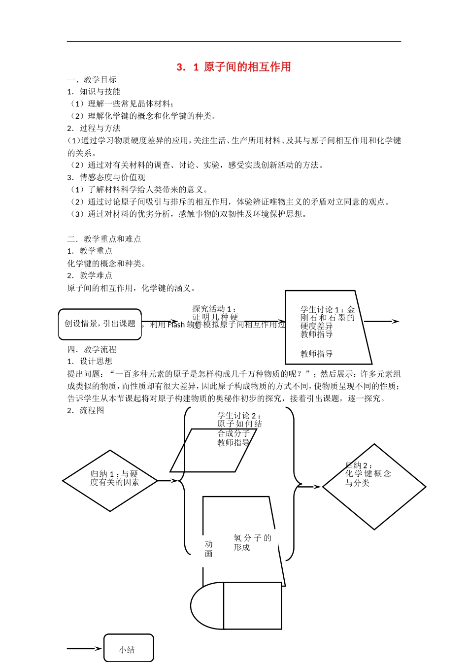 高一化学：3.1《原子间的相互作用》教案沪科版_第1页