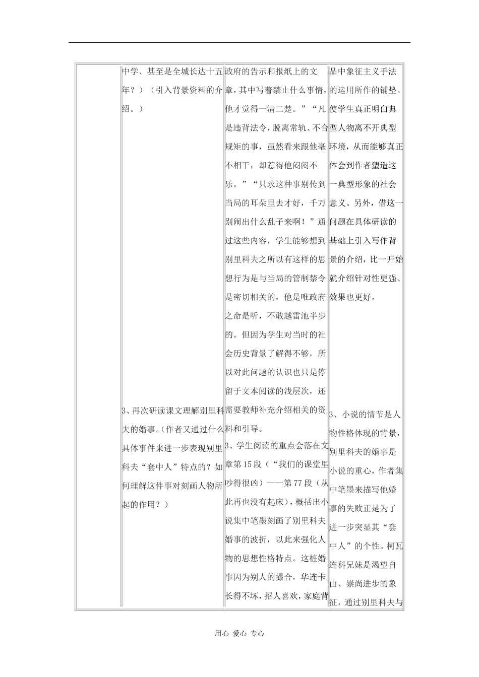 高三语文：1.3 套中人 教案沪教版第六册_第3页