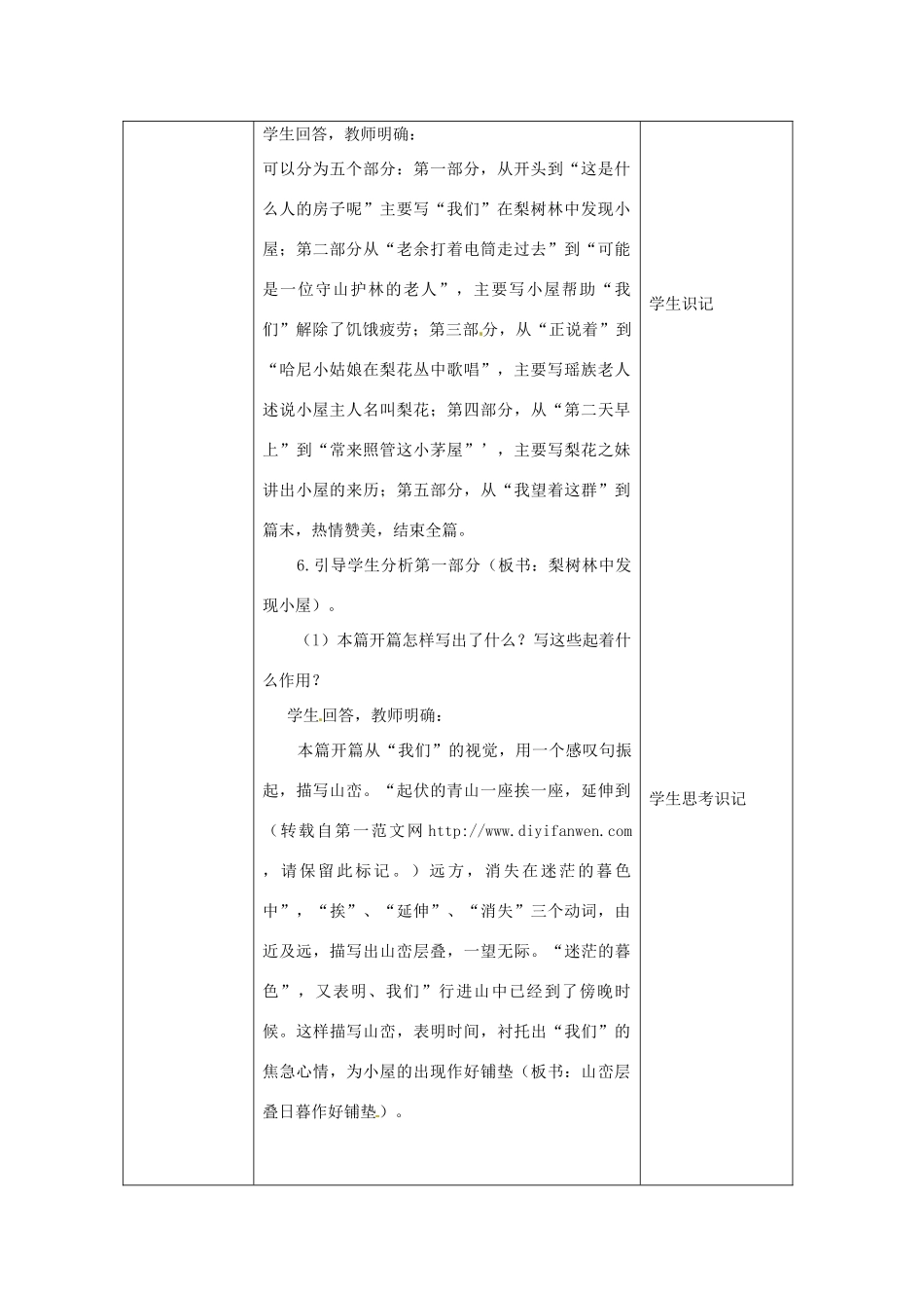 北京市大兴区魏善庄中学七年级语文上册 第三单元 第9课 驿路梨花教案1 北京课改版_第2页