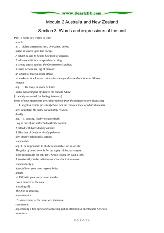 外研版英语必修10 Module2 Australia and New Zealand-Words and expressions000