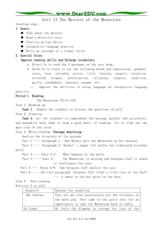 人教版高中英语第三册Unit13 The Mystery of the Moonstone