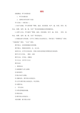 八年级语文下册 第2课《球约》教案 新教版（汉语）-人教版初中八年级下册语文教案