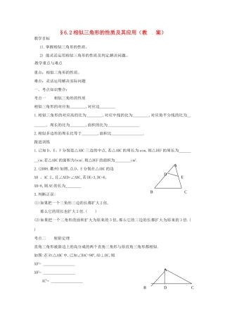 中考数学复习 6.2相似三角形的性质及其应用教案