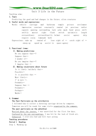 新人教版高中英语必修5Unit3 Life in the Future
