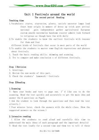 高中英语新人教版必修3 Unit1 Festivals around the world--Period2