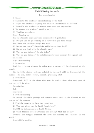 人教版高中英语第二册Unit9 Saving the earth--The second period