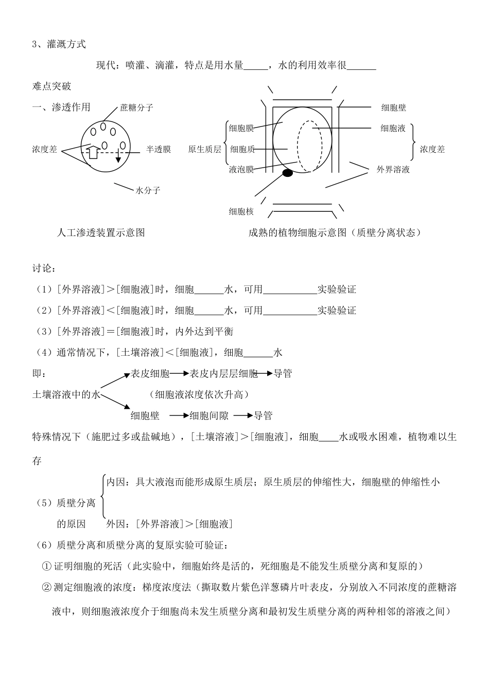 老课标全国人教高三生物复习教案：水分代谢和矿质代谢_第2页