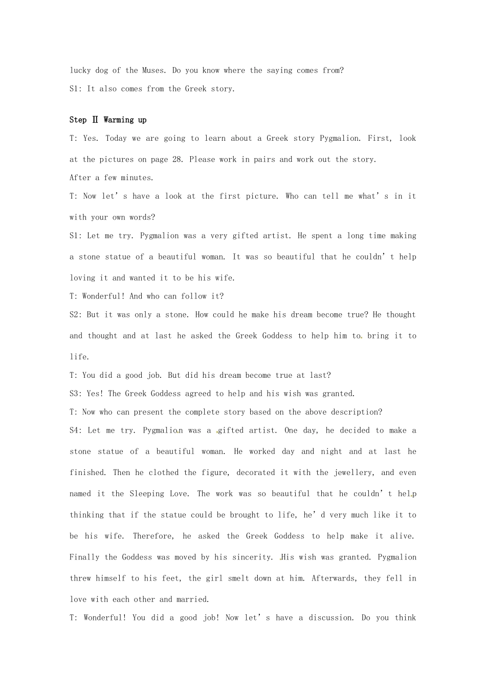 高中英语 Unit4第1课时 The First Period Speaking教案 新人教版选修8_第2页