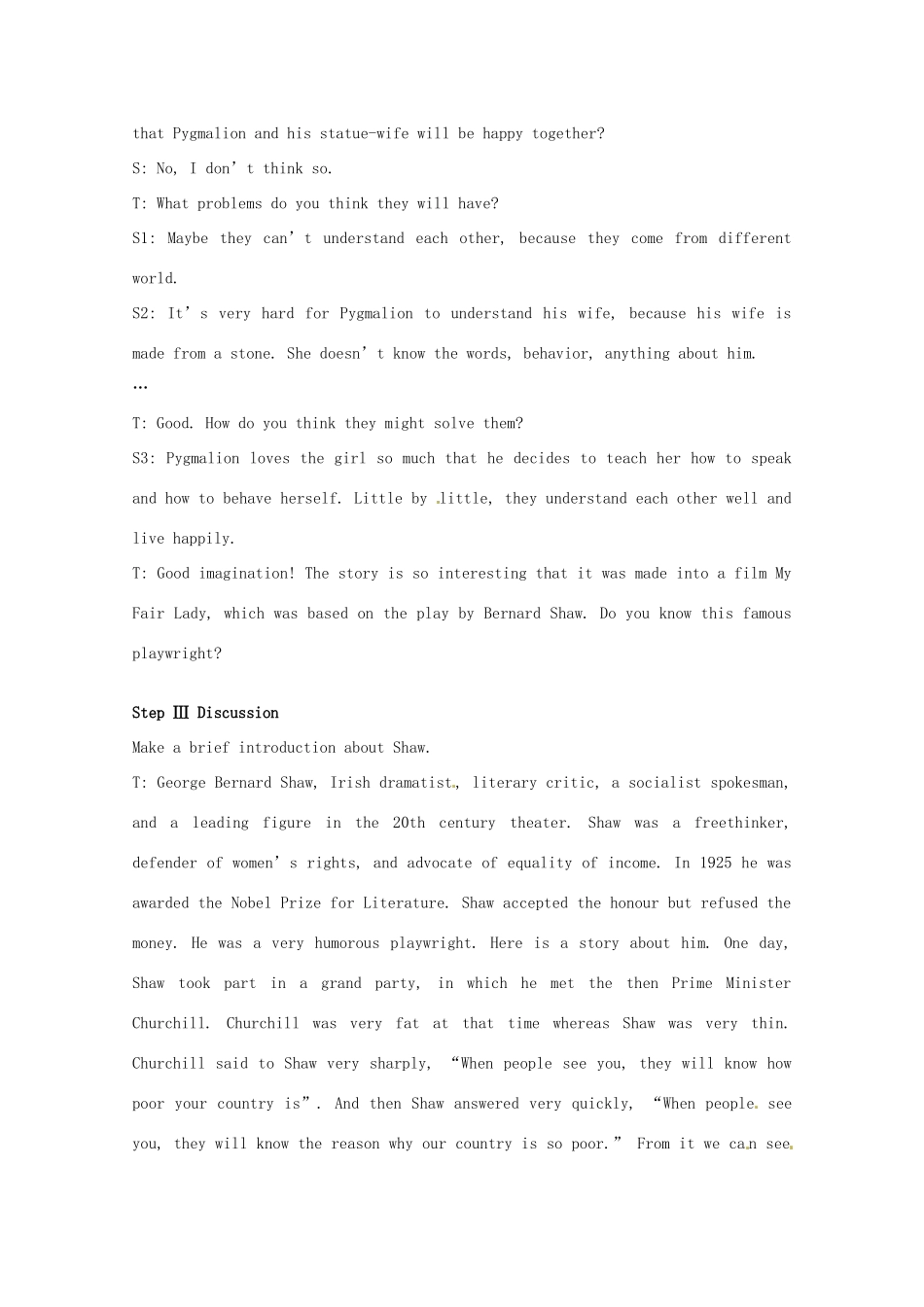 高中英语 Unit4第1课时 The First Period Speaking教案 新人教版选修8_第3页