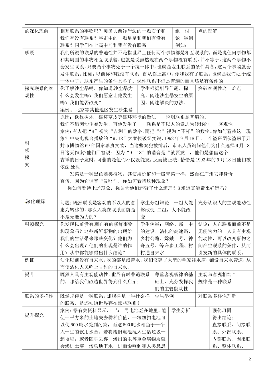 河南省济源市一中高中政治 7.1世界是普遍联系的教学设计 新人教版必修4_第2页