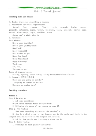 人教版英语必修1 Unit3 Travel journal