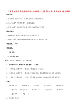 广东省汕头市龙湖实验中学七年级语文上册 第20课 山市教案 新人教版