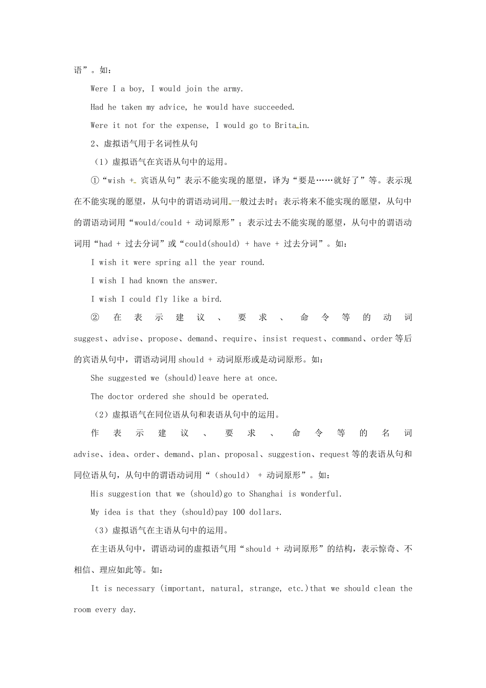 高中英语语法专题复习 专题十 虚拟语气教案_第2页