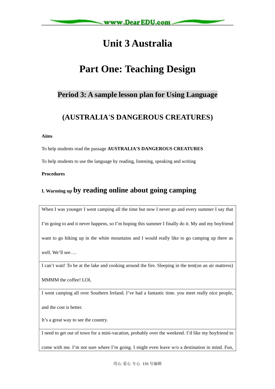 高中英语Unit 3 Australia Using Language_第1页