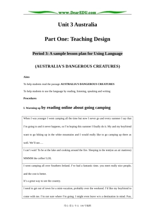 高中英语Unit 3 Australia Using Language