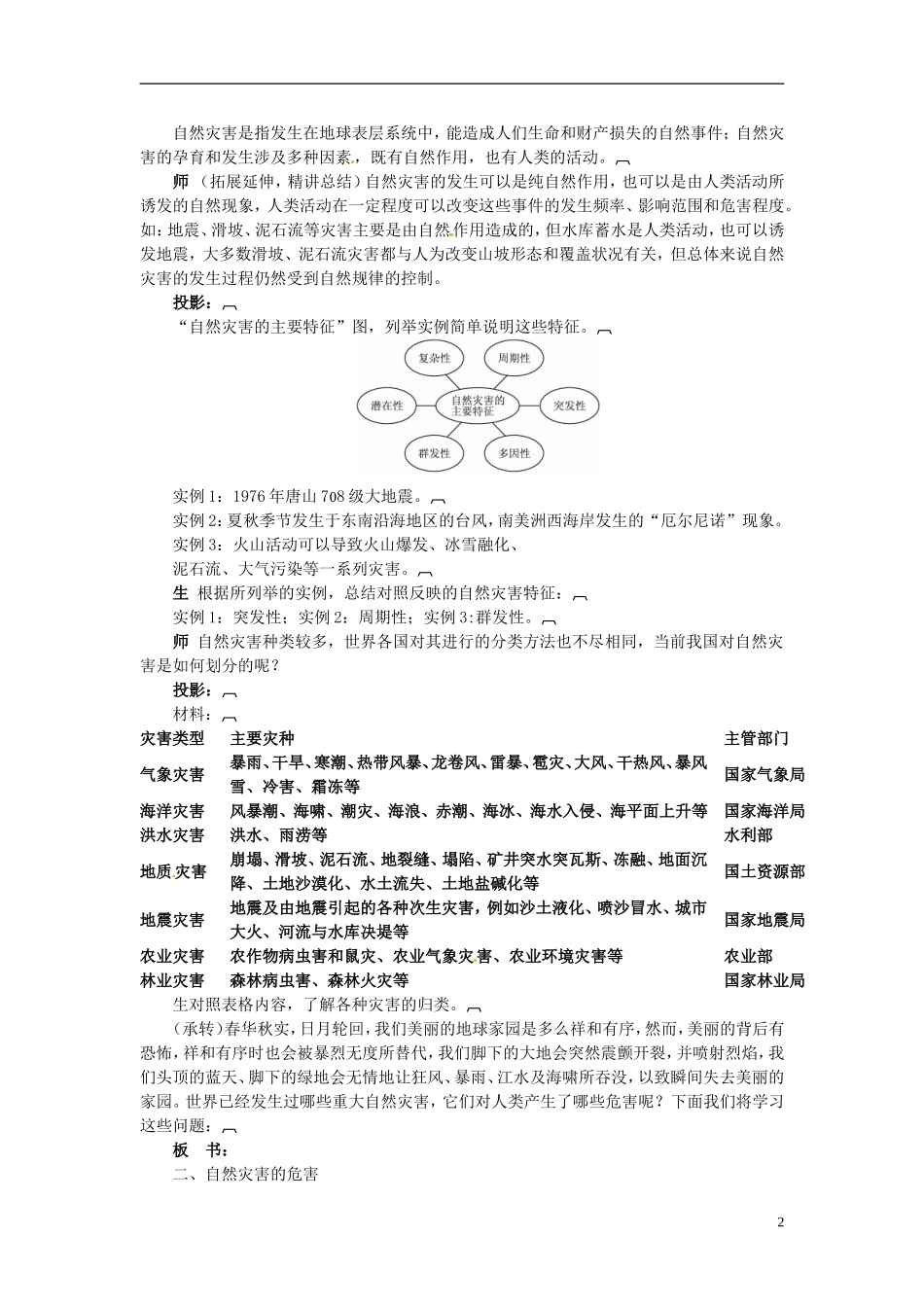 陕西省西安市第六十六中学高中地理 4.4自然灾害对人类的危害教案_第2页