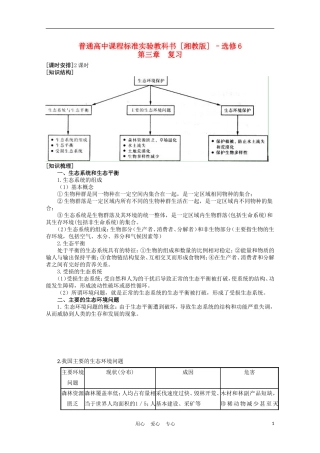浙江省苍南县求知中学《环境保护》第三章 复习教案 湘教版选修6