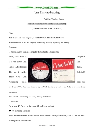 高中英语Unit 5 Inside advertising--Using Language