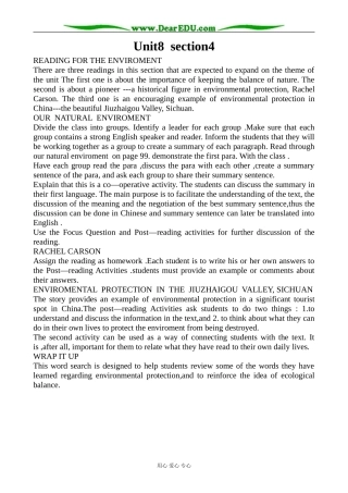 冀教版英语必修3 Unit8 Protecting the Environment Section4