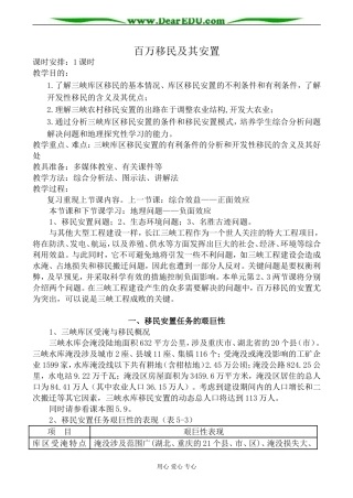 人教版高中地理选修二百万移民及其安置教案