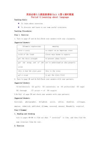 高中英语 Unit4第4课时 Period 4 Learning about language教案 新人教版必修5