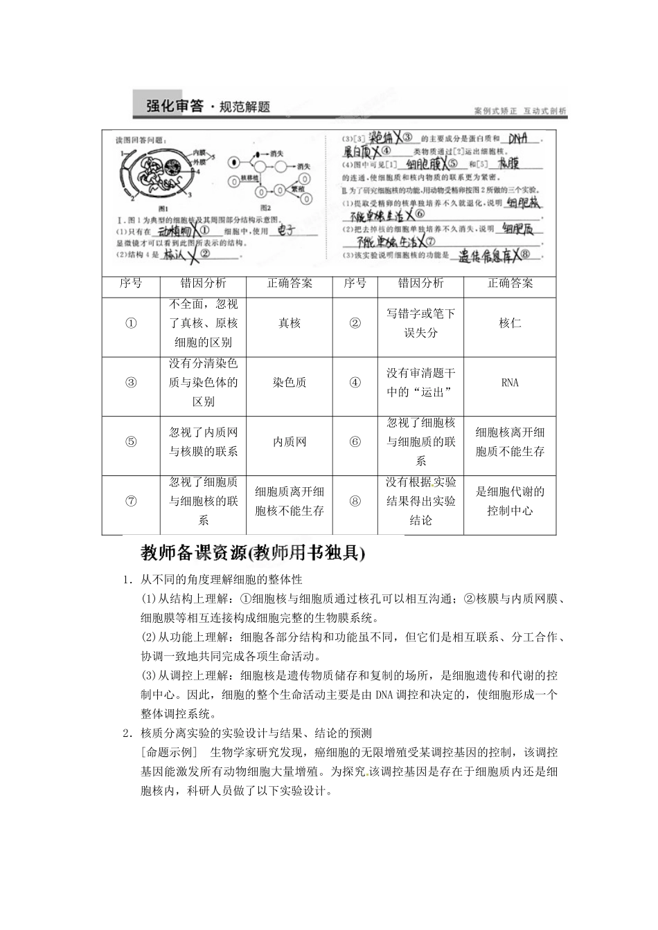 重庆市万州分水中学高考生物 第3章《细胞的基本结构》复习考点五 归纳提升 新人教版必修1_第3页