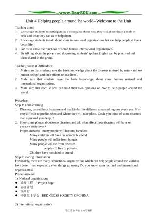 高中英语必修6Unit 4 Helping people around the world--Welcome to the Unit