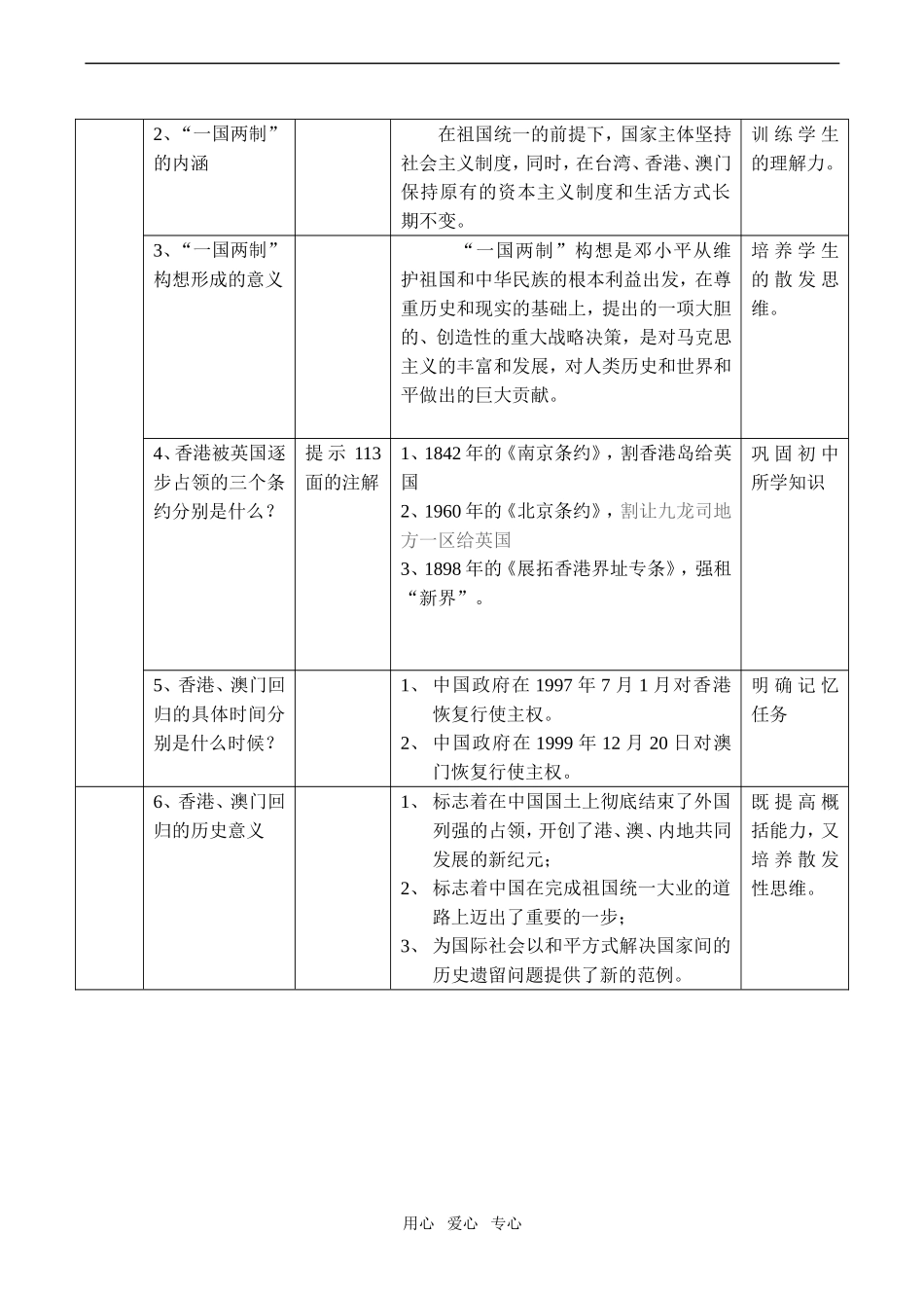 高一历史必修1“一国两制”的伟大构想及其实践(教学设计)_第3页