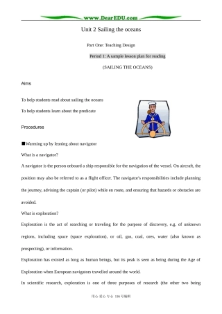 高中英语Unit 2 Sailing the oceans--Reading
