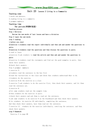 英语北师大版选修8 Unit23 Conflict Lesson 2 Living in a Community 2