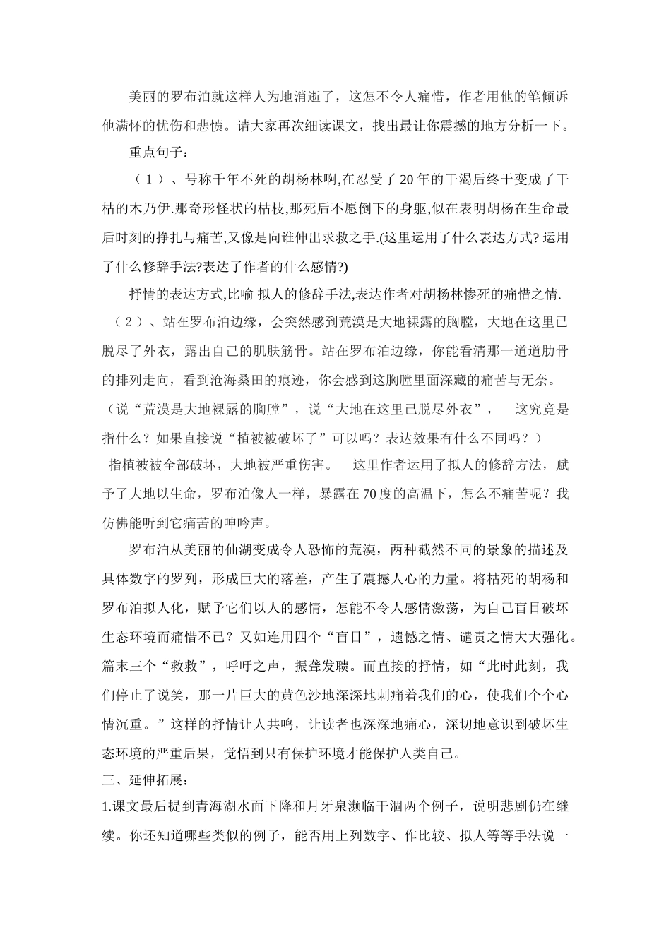 八年级语文下册 罗布泊,消逝的仙湖教案 人教新课标版_第3页