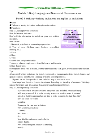 外研版英语必修4 Module3 Body Language and Non-verbal Communication--Writing 