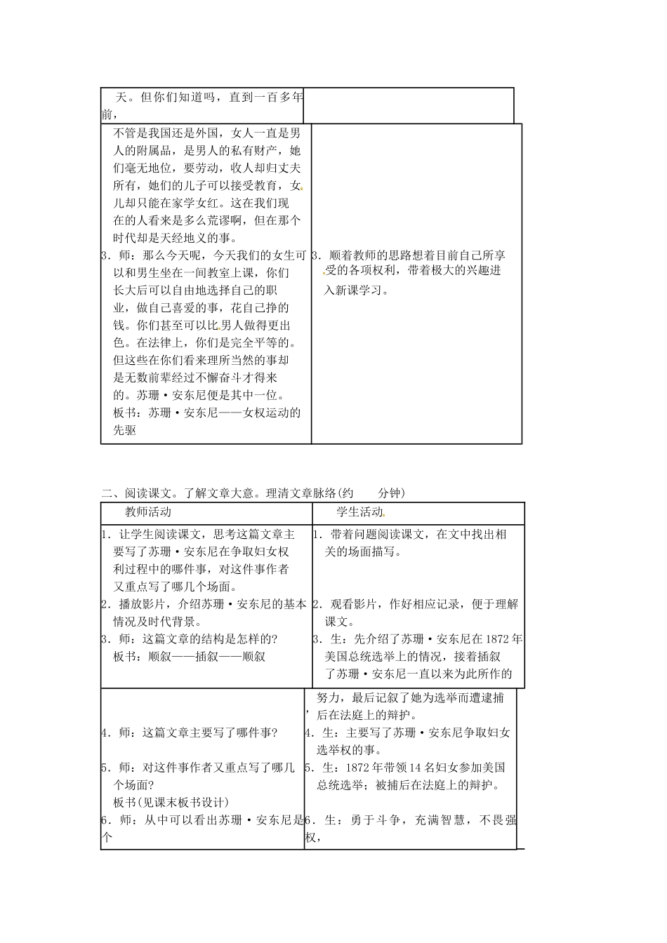 安徽省安庆市八年级语文下册 苏珊 安东尼教案 语文版_第2页