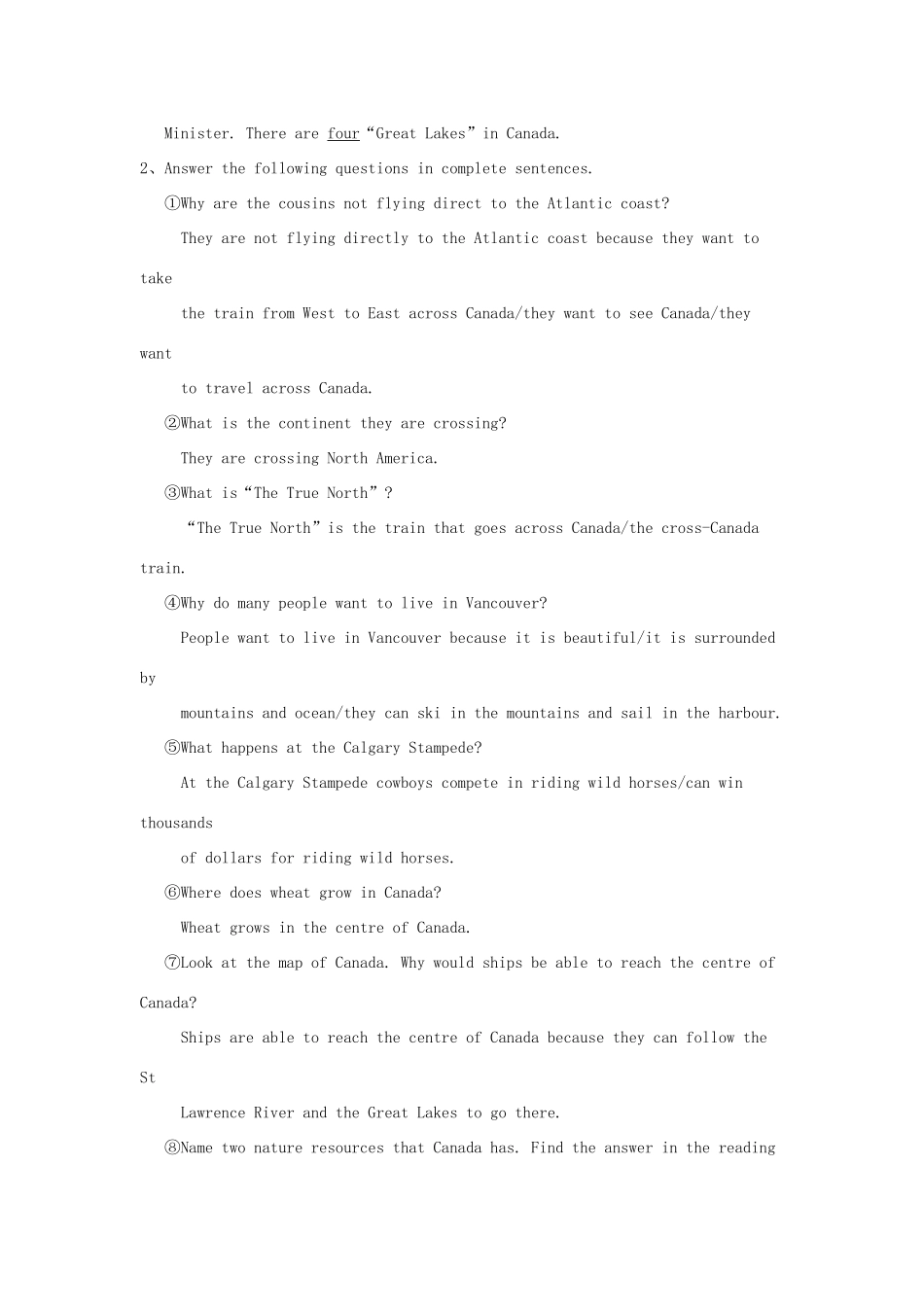 高中英语 Unit5 Canada教案 新人教版必修3-新人教版高一必修3英语教案_第2页