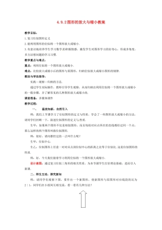 山东省枣庄市峄城区吴林街道中学八年级数学下册 4.9.2 图形的放大与缩小教案 北师大版