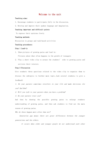 江苏省响水中学高中英语 Unit 2 Attributive Clause Welcome to the unit教案 牛津译林版必修1