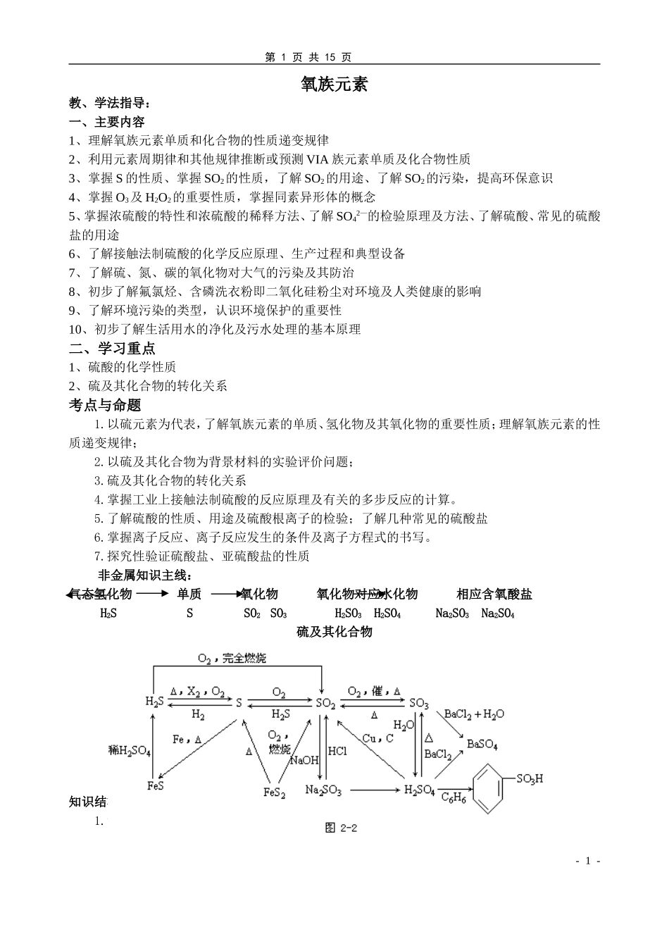 高三化学第一轮复习氧族元素复习教案_第1页