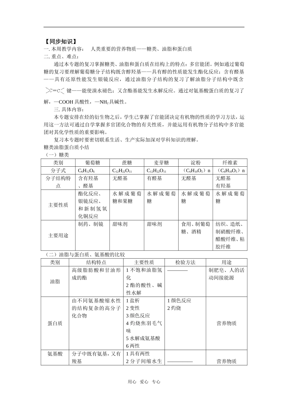 高三34人类重要的营养物质——糖类、油脂和蛋白质_第1页
