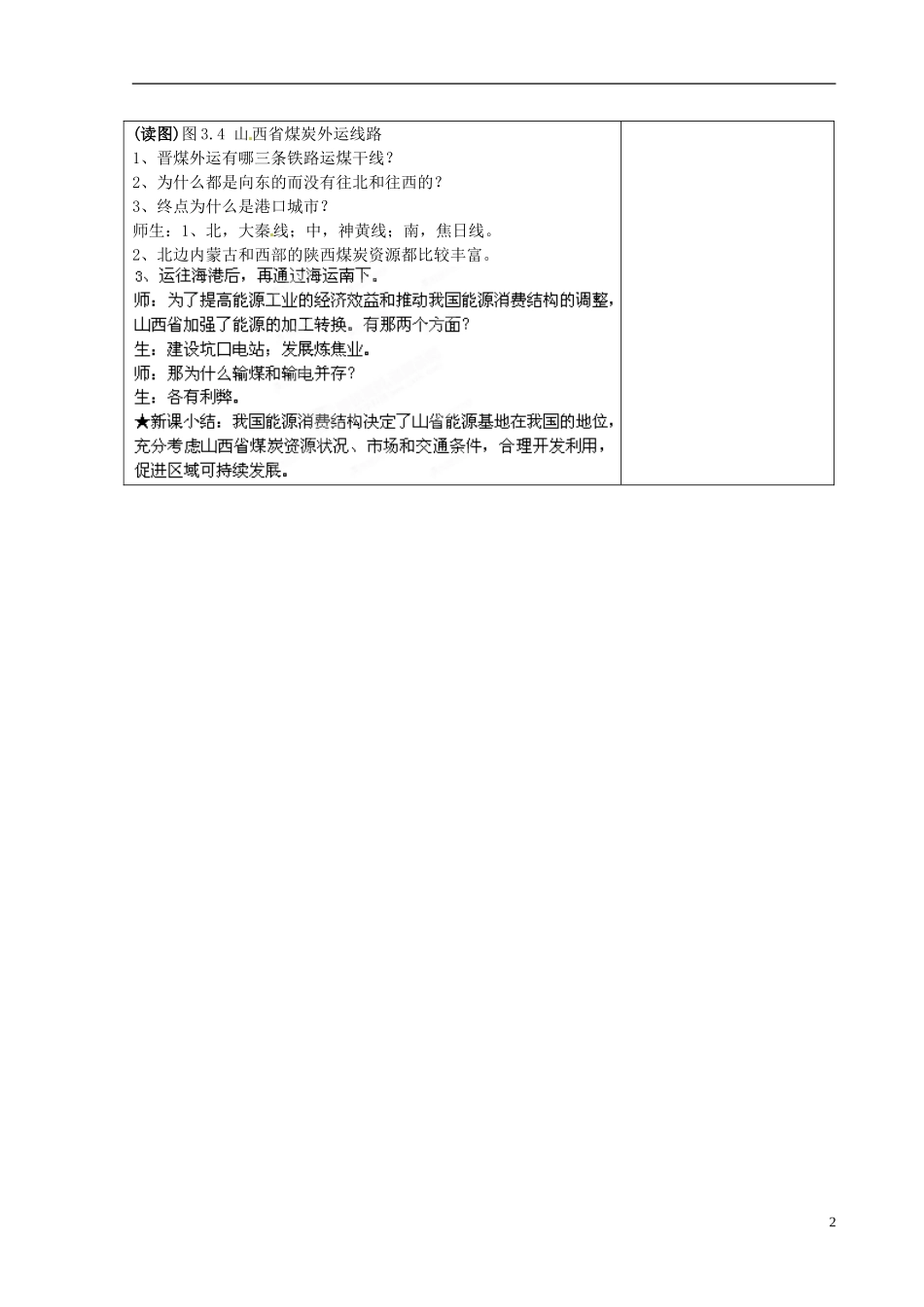 江苏省江阴市成化高级中学高中地理 3.1 能源资源的开发 以我国山西省为例教案1 新人教版必修3_第2页