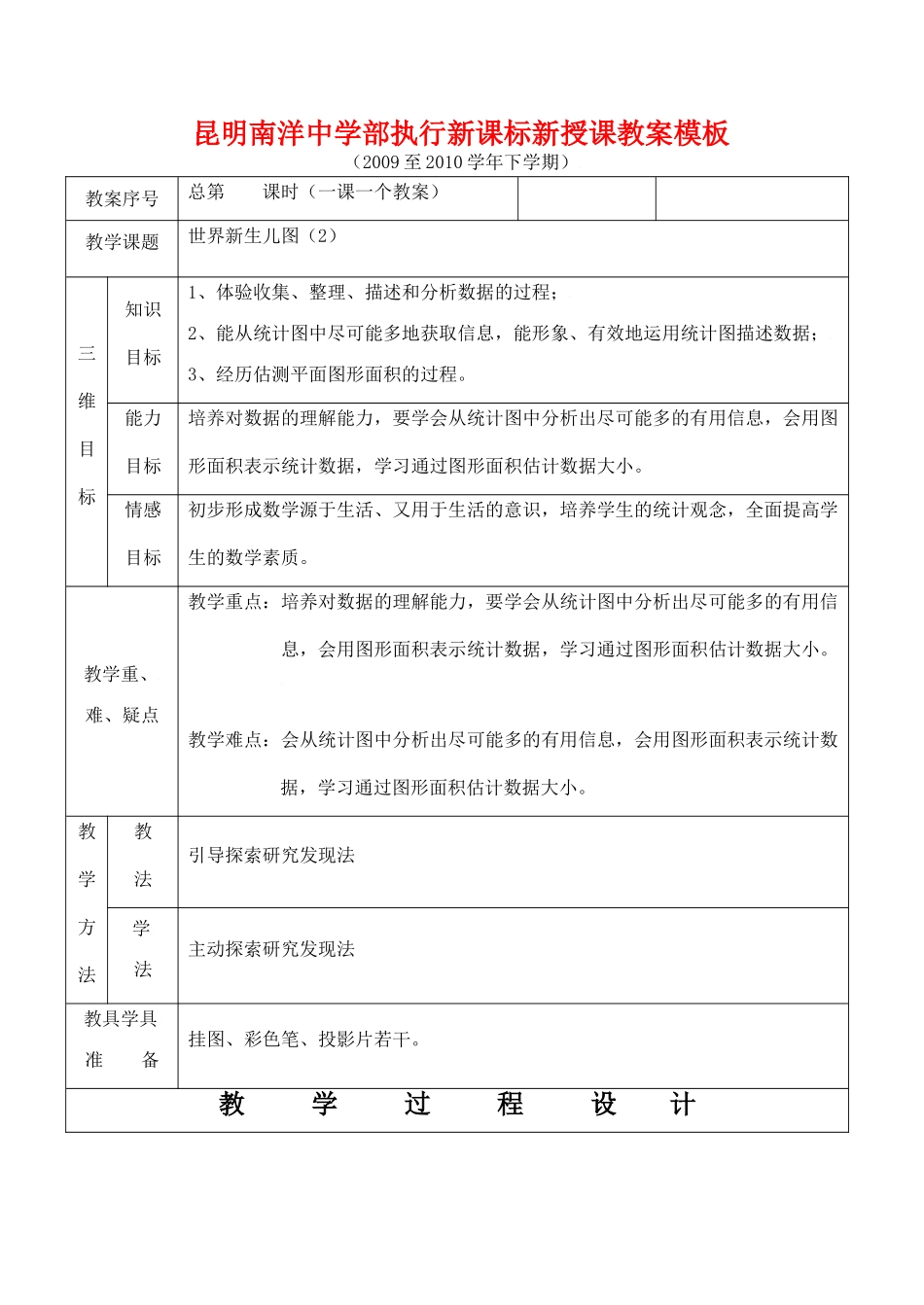 云南省昆明南洋中学部执行新授课七年级数学26 世界新生儿图（2）教案新人教版_第1页