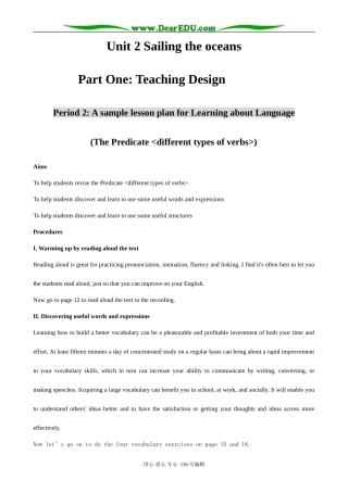 高中英语Unit 2 Sailing the oceans Learning about Language