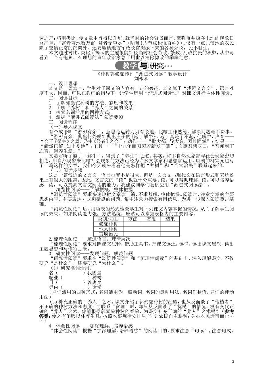 高中语文 第六单元 第1课种树郭橐驼传精品导学案（详解版）新人教版选修《中国古代诗歌散文欣赏》_第3页