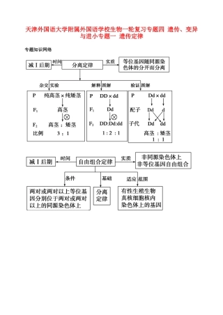 天津市高考生物一轮复习 专题4 遗传变异与进化1孟德尔遗传定律教案 新人教版